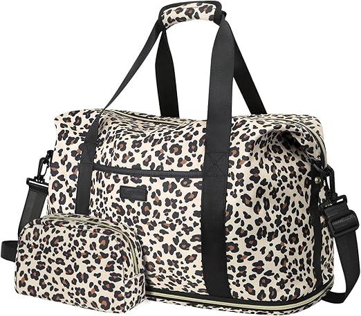 Expandable Travel Duffle Bags Weekender Overnight Bags for Women Men Hospital Bag for Women Labor Delivery with Toiletry Bag Waterproof, Leopard Expandable Travel Duffle Bags Weekender Overnight Bags for Women Men Hospital Bag for Women Labor Delivery with Toiletry Bag Waterproof, Leopard