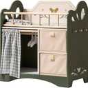 ROBUD Baby Doll Crib, Wooden Doll Bed with Storage and Bedding, of Toy Baby Crib to Kids, Baby Doll Beds Suit for Dolls Under 22 Inches