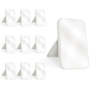 10Pcs Table Desk Vanity Makeup Mirror, 8-Inch Simple Portable Travel Mirror with Stand, Standing and Wall Hanging Dual-use White