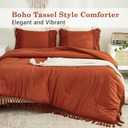 Andency Terracotta Comforter Set King, 3 Pieces Boho Tassel Bedding