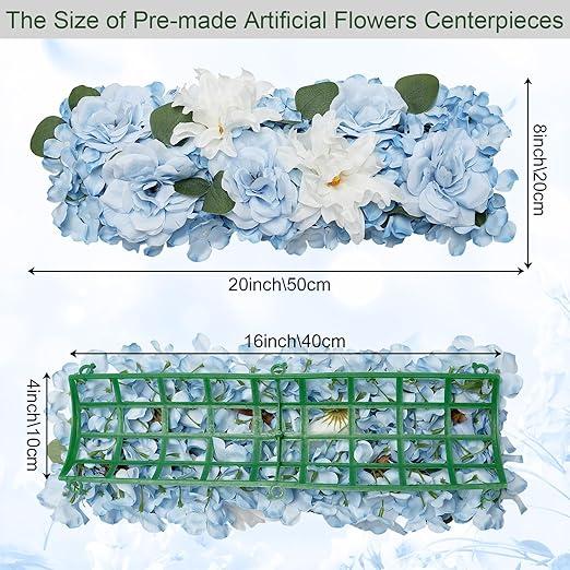 Pack of 6 Wedding Arch Decorations, 19.7 inch Artificial Flower Table Centerpieces Floral Arrangement for Wall Backdrop Party Bridal Shower Event Decor - Blue