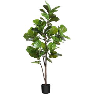 CROSOFMI Artificial Fiddle Leaf Fig Tree 62 Inch Fake Ficus Lyrata Plant with 68 Leaves Faux Plants in Pot for Indoor Outdoor House Home Office Garden Modern Decoration Perfect Housewarming Gift