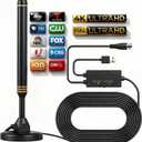 TV Antenna Indoor Antenna for Smart TV for Long Range Reception and All Smart TVs HD Digital Antenna with Amplifier Signal Booster for Local Channels Supports 4K 1080p-Orange