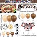 AIBIIN Western Cowboy 1st Birthday Party Decorations for Boys, Western Cowboy Balloon Arch Garland This Is My First Rodeo 1st Birthday Backdrop Cowboy Tablecloth (Brown)