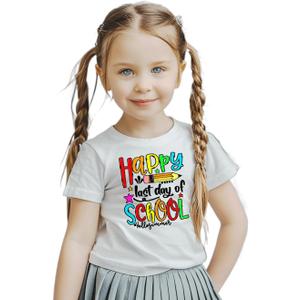 hrcfbk Kids Toddler Little Boys Girls Last Day of School T-Shirt End of School Year Summer Holiday Shirt (White)
