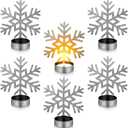 6 Pcs Snowflake Tealight Candle Holders Metal Christmas Votive Candle Holders Christmas Table Decorations Snowflake Tea Light Holders Candlestick Holders for Home Wedding Party Table Decor (Silver)