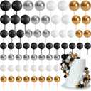 75 Pieces Cake Balls Topper Decorations Foam Cupcake Topper Mini Balloon Cake Topper Balls Cake Picks for Cake Deco Birthday Party WeddingBlack, Gold. Silver, White