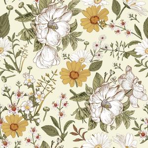 practicalWs Vintage Floral Peel and Stick Wallpaper Boho Peony Daisy Wallpaper for Bathroom Self Adhesive Removable Wall Paper for Living Room Cabinets Window Wall Backsplash 17.7in*118in (Yellow)