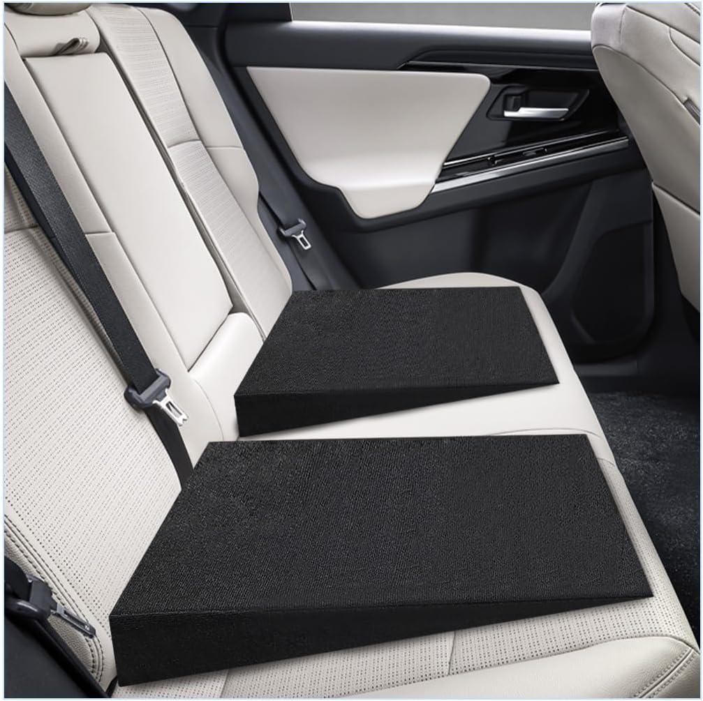 Auto Seat Wedge Leveling Cushion, Truck Driver Heightening Seat Pad Wedge Booster, Angled Design Car Seats Office Chairs Cushion for Sciatica Tailbone Pain Relief (2 PCS)