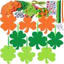 36 Sets St. Patrick's Day Irish Lucky Shamrock Ornaments Decorations DIY St. Patrick's Day Craft Kits Foam Shamrock Four-Leaf Clover Shaped Ornaments for Kids Classroom Activity Luck Gift Art Project