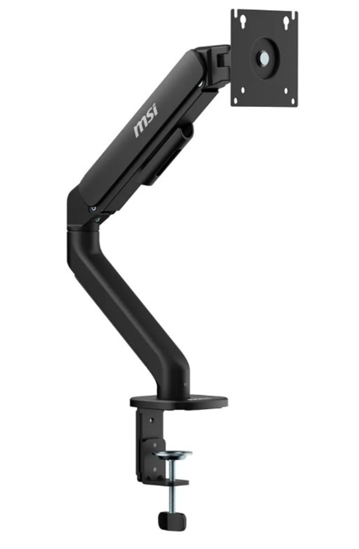 MSI MAG MT101G - Gas Spring Single Monitor Stand Arm, Supports 17-32" and 22 lbs, VESA Compatible, Adjustable Gas Spring Mount, Clamp & Grommet, Quick Release Plate – Black
