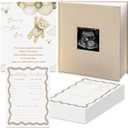 50 Pcs Baby Prediction and Advice Cards Album Organizer Predict Standing Sign for Baby Shower Linen Cover Scrapbook Album Photo Booth Activities Game Gender Reveal Party Supplies Keepsake Memory Book, 10.63 x 11.02 inches