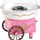 Nostalgia Vintage Hard and Sugar Free Candy Countertop Cotton Candy Maker, Includes 2 Reusable Cones And Sugar Scoop  Pink