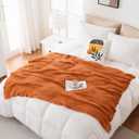 Excervent Ultra Soft Microfiber Plush Fluffy Blanket, Luxurious Fuzzy Checkered Throw Blankets for Couch Sofa Bed and Chair (50x60inch,Burnt Orange Plaid)