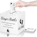 Funrous 51 Diaper Raffle Tickets with Box for Baby Shower Game Invitations Diaper Raffle Card for Gender Reveal Baby Shower Party Decoration Table Centerpiece(White Color)