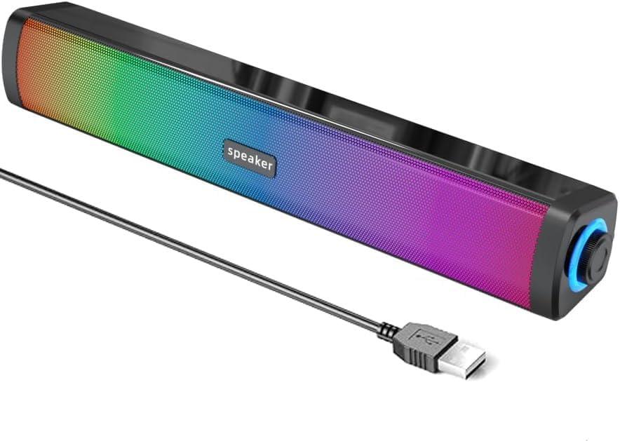 Touch Control Computer Speakers, Bluetooth Speakers for Computer Desktop PC with Colorful Dynamic RGB Lighting, USB Powered Gaming Speakers with 3.5mm Aux Cable for Monitor Laptop Tablet