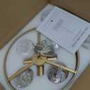 Poemoon Modern Clear Flower Glass Chandelier 20" Elegant 6 Lights Gold Chandelier Light Fixture Luxury for Living Dining Room Kitchen Entryway Bedroom Foyer, E12