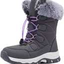Women's Snow Boots Winter Warm Fur Lined Water-Resistant Outdoor Anti-Slip Boot (7, Grey)