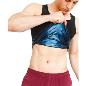 Sweat Shaper Mens Premium Slimming Shapewear Workout Sauna Tank Top Vest (Large-X-Large, Black)