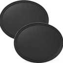 CURTA 2-Pack Restaurant Grade Non-Slip Tray, NSF, Oval 19-Inch x 23-Inch, Plastic Rubber Lined Round Serving Tray, Black (23" x 19" x 1", Black-Oval)
