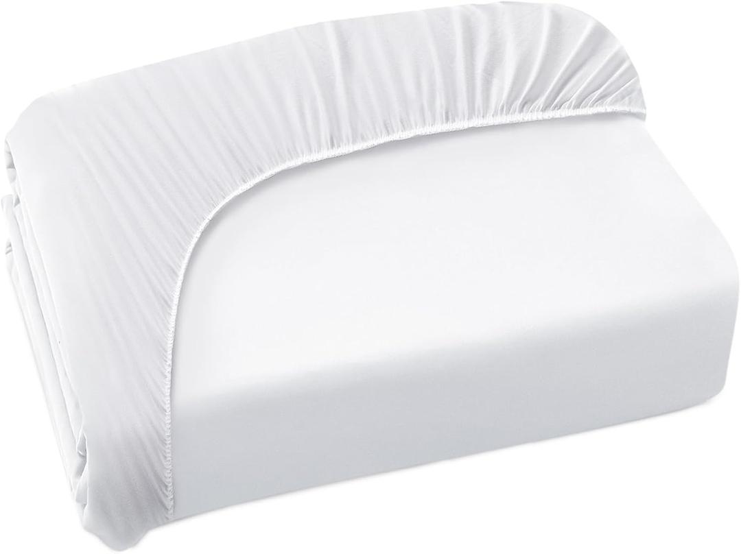 Twin Fitted Sheet Only, Twin Size Sheets for Kids Up to 12 Inches Deep Procket, Single Bed Mattress Sheets Stretchable Breathable Cover for Air Mattress, White