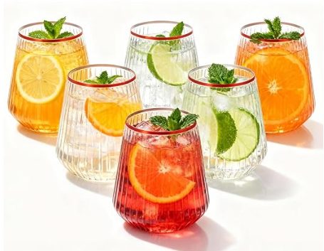 BESTSTAR 36 Pcs 12 oz Plastic Clear Ribbed Glasses, Origami Ripple Disposable Champagne Glasses Elegant Whiskey Glasses Ideal for Weddings, Bars, Christmas, Halloween, Pool Party, Daily Use