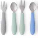 Elk and Friends Kids Silverware with Silicone Handle | Childrens Safe Flatware | Toddler Utensils | Baby Spoons + Forks | Stainless Steel Cutlery | Dishwasher Safe | 6 Pieces