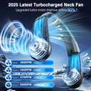 ChillGo Portable Neck Fan - 8400 RPM Enlarged Turbo Airflow - 5200mAh Personal Rechargeable Cooling Wearable Fan - Max 16H, 4 Speeds, Foldable, LED Display - Great Gifts for Men Women - 2nd Gen Black