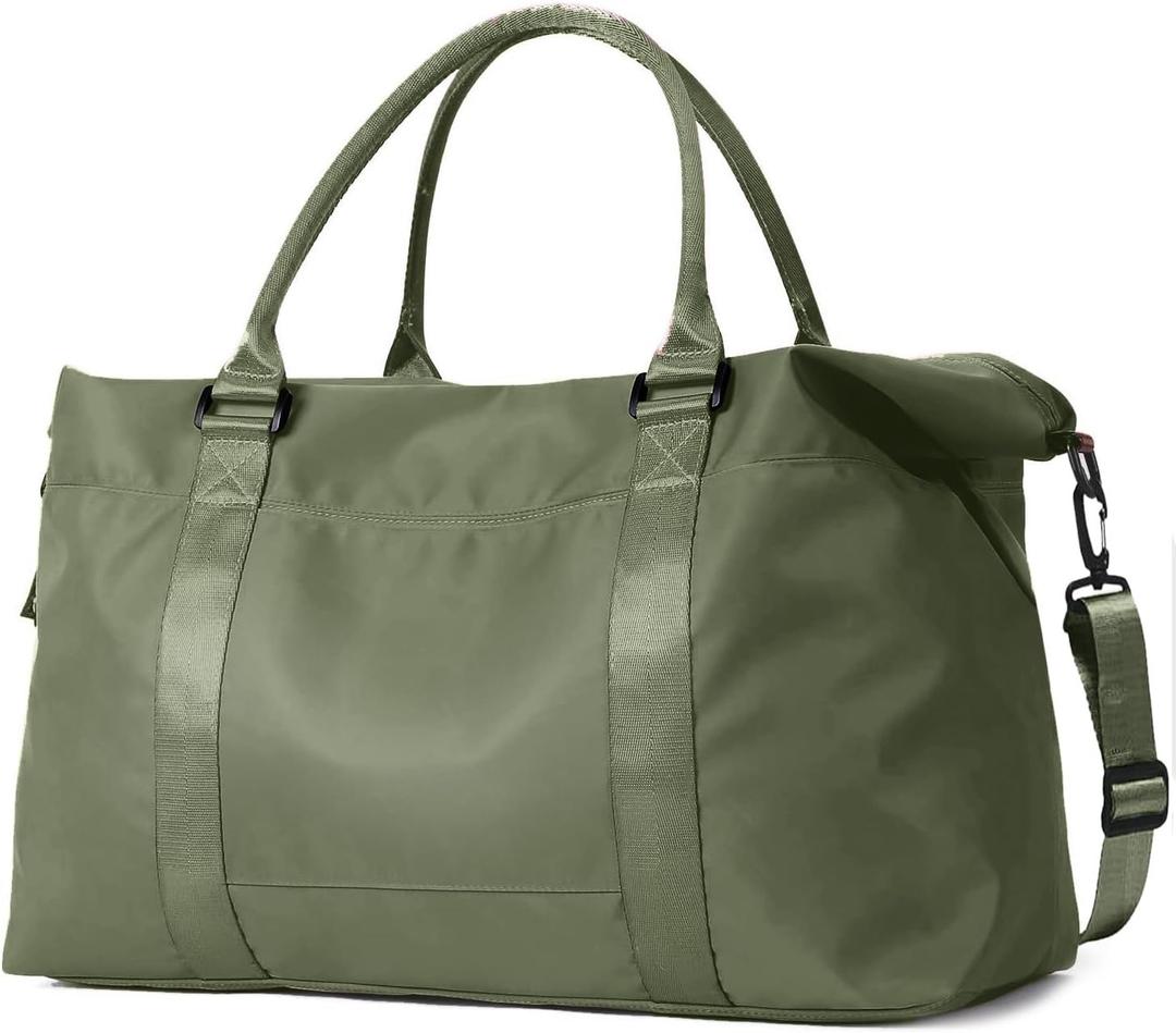 Travel Duffle Bag, Weekender Travel Bag Men Small Gym Bag for Women, Hospital Bag for Labor and Delivery, Overnight Bag Luggage Bag with Trolley Sleeve, Airplane Travel Essentials for Flying(Green)