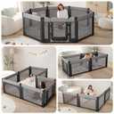 Sweeby Foldable Baby Playpen, 71x59 Playpens for Babies and Toddlers Large Play Yard with Door Baby Fence with Gate and Indoor & Outdoor Play Pen, Black