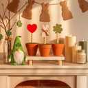 Set of 12 Interchangeable Seasonal Decor Valentine St Patricks Day Easter Table Decor Heart Shamrock Bunny Artificial Potted Plant Wooden Sign on Stand Table Centerpiece for Holiday Gifts