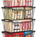 SUNALLY Freezer Organizer Bins, 4 Pack Stackable Chest Freezer Organizer for 5-7 Cu.FT Deep Freezer Sort Frozen Meats and Food, Freezer Storage Baskets with Handles Easy Reach from Bottom, Black