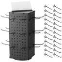QWORK Rotating Metal Pegboard Display Stand 4-Sided Spinner with 24 Hooks for Jewelry, Craft & Retail Use