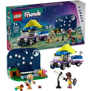 LEGO Friends Stargazing Camping Vehicle Adventure Toy, Includes 2 Mini-Dolls, Camping Trailer, Telescope Toy, and a Dog Figure, Science Gift Idea for Girls, Boys and Kids Ages 7 and Up, 42603
