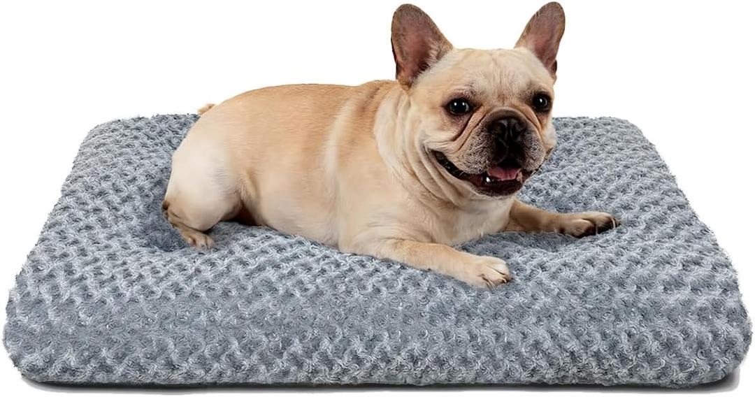 Dog Bed Medium Size Dog Deluxe Plush, Washable Medium Dog Beds, Indestructible Dog Crate Pad, Anti-Slip Soft Pet Bed, Comfy Kennel Pad for Large, Jumbo, Small, Medium Dogs Extra, 29"x 21"-L, Dark Gray