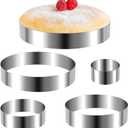 5 Pieces Round Cake Ring Set Biscuit Cutter Circle Cookie Cutters Cake Mold Stainless Steel Pastry Ring for Baking Mousse Pancake Tart Muffin (5 Sizes)