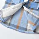 Toddler Boys' Girls' Flannel Plaid Shirt Button Down Long Sleeve Jacket Lapel Shacket Coat Tops Casual Outwear (Blue)