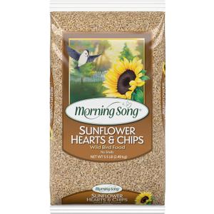 Morning Song Sunflower Hearts & Chips Wild Bird Food, No Mess Sunflower Seeds for Birds, 5.5-Pound Bag (EXP 09/10/27)