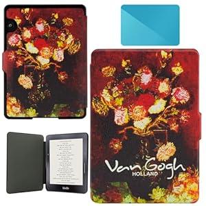 Smart Case Compatible with Kindle Voyage (2014 Release), Includes a Screen Protector - Premium PU Leather Cover with Auto Sleep/ Wake