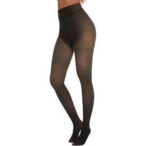 TNNZEET Fleece Lined Tights Women  Pantyhose Colorful Opaque Black Sheer Thermal Winter Warm Leggings Under Dress (Large-X-Large)