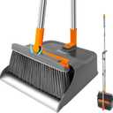 PROXO Broom with Dustpan Combo Set, 51 Adjustable Long Handle, Upgraded Aluminum Dustpan Lip, Durable & Versatile, All-in-One Effortless Cleaning for All Floors