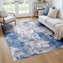 RELEANY Washable Area Rugs Square 6ft Non-Slip Modern Abstract Soft for Living Room Entryway Bedroom Nursery, Print Pattern, Blue Grey Navy Gray
