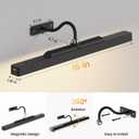 Dimmable Cordless Picture Light for Wall 16n, 5000mAh Rechargeable Battery Wall Sconce Art Light, CRI 95+ 350LM Wall Light for Gallery Artwork, Paintings, Photo, Portraits - Black