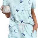 Kistore Summer 2 Piece Pajamas Sets Short Sleeve Sleepwear Pjs Lounge Split Short Sets
Size L