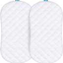 Bassinet Mattress Pad Cover Compatible with Halo BassiNest Swivel Sleeper, 2 Pack, Waterproof Quilted Ultra Soft Surface, Breathable and Easy Care