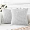 OTOSTAR Linen Throw Pillow Covers Set of 2 Decorative Square Pillowcases Cushion Covers 18x18 Inch for Home Decor Sofa Bedroom Car 45 x 45CM Light Grey