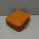 Travel Makeup Bag, Portable Makeup Case with LED Mirror, Removable Mirror with 3 Color Modes, 6 Adjustable EVA Dividers for Brushes Toiletry Jewelry Digital Accessories, Tangerine