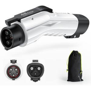 SYNCWIRE Tesla to J1772 Adapter for J1772 PHEVs & EVs, 48A/250V AC, Compatible with Tesla High Powered Connector, Destination Charger, and Mobile Connector - White
