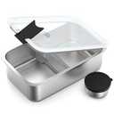 Bakpoco Stainless Steel Bento Lunch Box, 42oz Leak-Proof Metal Lunch Box Containers, Microwave-Safe, with Adjustable Divider, Convenient Lunchbox for Work, Travel