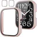 2 x Rc-Z Screen Protector Case for Amazfit Bip 5 Unity Smartwatch, 2-Pack Hard PC Bumper Full Face Cover Protective Case Accessories for Amazfit Bip 5 Unity Men Women (Pink+Pink)
